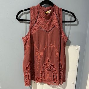 Coral BOHO Lacey top